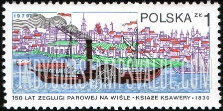 FindYourStampsValue: Paddle Steamer Prince Ksawery and Old Warsaw