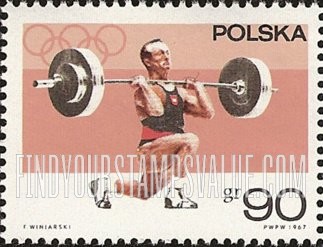 FindYourStampsValue: Sports and Olympic Rings: Weight lifter