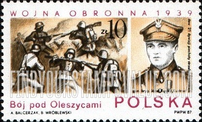 FindYourStampsValue: World War II Battles Type of 1984: Battle scene near Oleszycami, Brigate-General Josef Rudolf Kustron