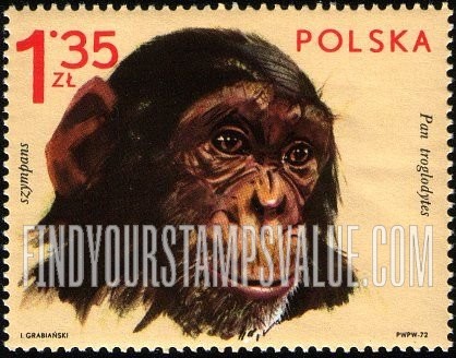 FindYourStampsValue: Zoo Animals: Chimpanzee