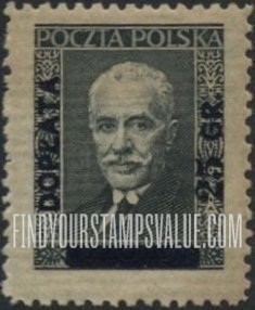 FindYourStampsValue: POSTAGE DUE - President Moscicki: Surcharged in Indigo