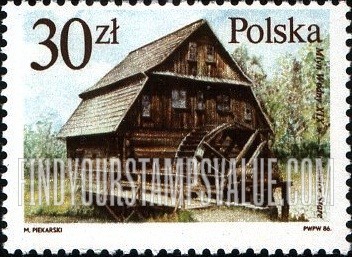 FindYourStampsValue: 17th-20th Centennial Architecture: Water mill, Molkowice Stare