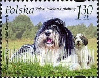 FindYourStampsValue: Dogs: Polski owczarek nizinny (Polish Lowland sheepdog)