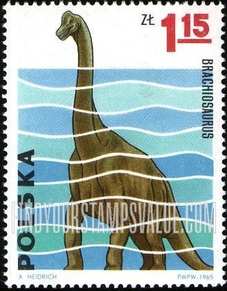 FindYourStampsValue: Dinosaurs: Brachiosaurus, vertical