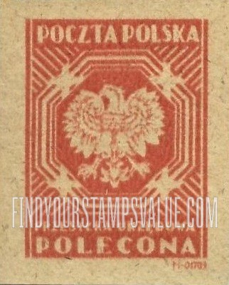 FindYourStampsValue: OFFICIAL - Polish Eagle: Polecona Redrawn Type of 1946