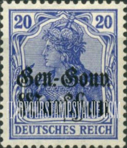 FindYourStampsValue: OCCUPATION - Germania: German Stamps of 1905-17 Overprinted