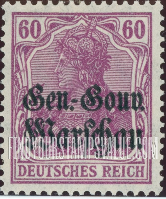 FindYourStampsValue: OCCUPATION - Germania: German Stamps of 1905-17 Overprinted