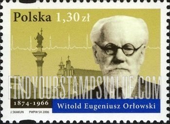FindYourStampsValue: Polish Society of Internal Medicine, Centennial: Witold Eugeniusz Orlowski (1874-1966)