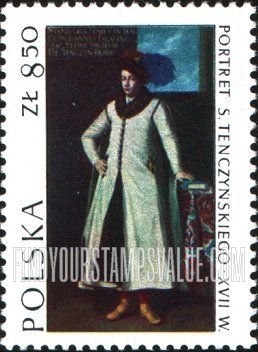 FindYourStampsValue: Polish Art: The Nobleman Tenczynski, portrait by unknown artist, 17th century