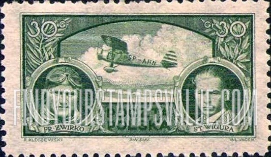 FindYourStampsValue: AIR POST - Captain Franciszek Zwirko and Stanislaus Wigura