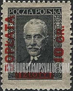 FindYourStampsValue: POSTAGE DUE - President Moscicki: Surcharged in Red