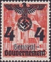 FindYourStampsValue: OCCUPATION - Similar Surcharge on Stamps of 1938-39: Boleslaus I and Emperor Otto III at Gnesen