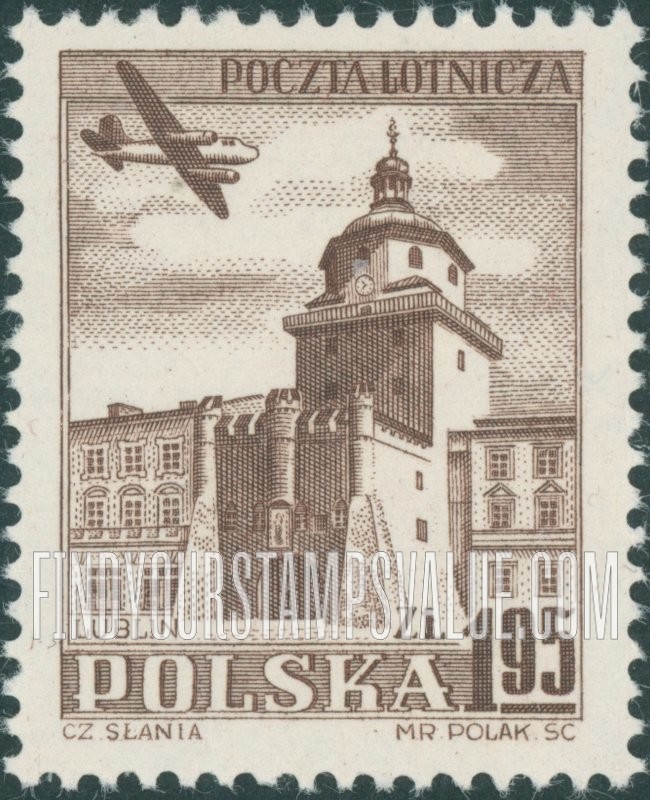 FindYourStampsValue: AIR POST - Cracow gate, Lublin