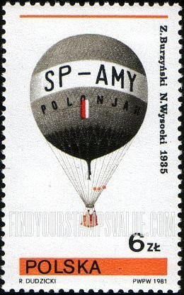 FindYourStampsValue: Gordon Bennett Cup (Balloons): Z. Burzynski, N. Wysocki, 1935