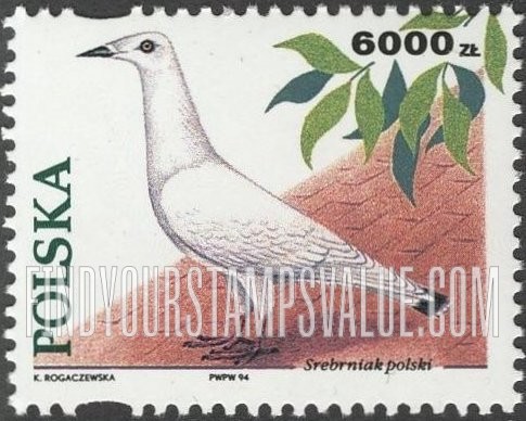 FindYourStampsValue: Pigeons: Srebrniak polski