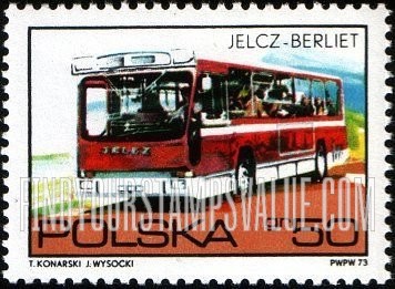 FindYourStampsValue: Polish automotives: Jelcz-Berliet Bus