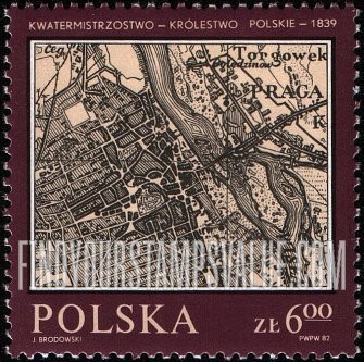 FindYourStampsValue: Maps: Warsaw, Polish Kingdom Quartermaster, 1839
