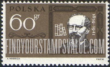 FindYourStampsValue: Famous Poles Type of 1961: Ludwik Krzywicki
