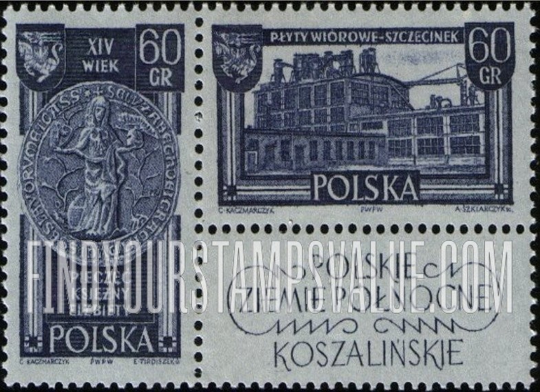 FindYourStampsValue: Seal of Princess Elizabeth and Factory, Szczecinek