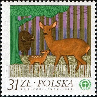 FindYourStampsValue: 10th Anniversary of UN Conference on Human Environment, Stockholm: Deer, fawn, buffalo