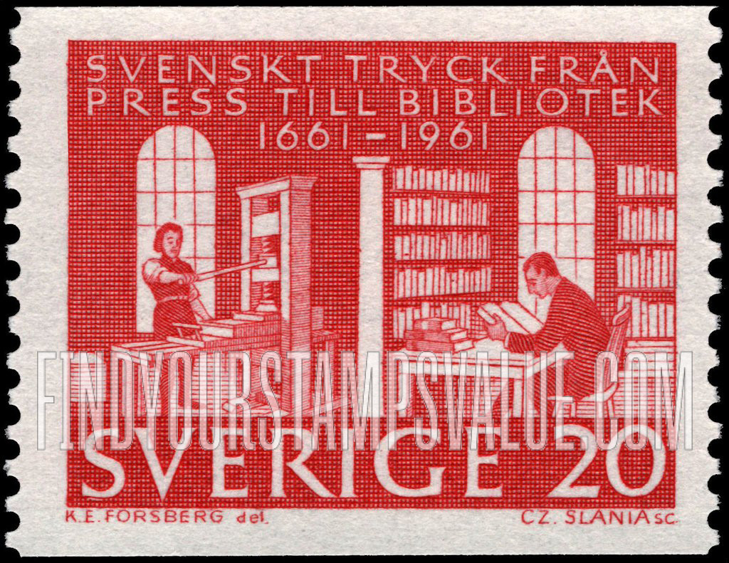 FindYourStampsValue: 17th Century Printer and Student in Library