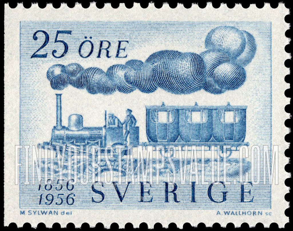 FindYourStampsValue: First Swedish locomotive and passenger car
