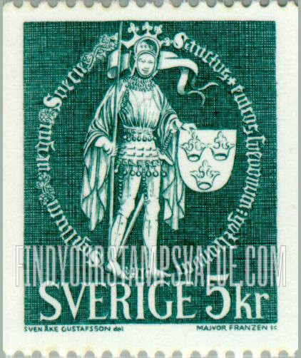 FindYourStampsValue: Great Seal, 1439 (St. Erik with Banner and Shield)