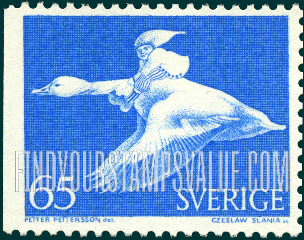 FindYourStampsValue: Nils Holgersson Riding Wild Goose