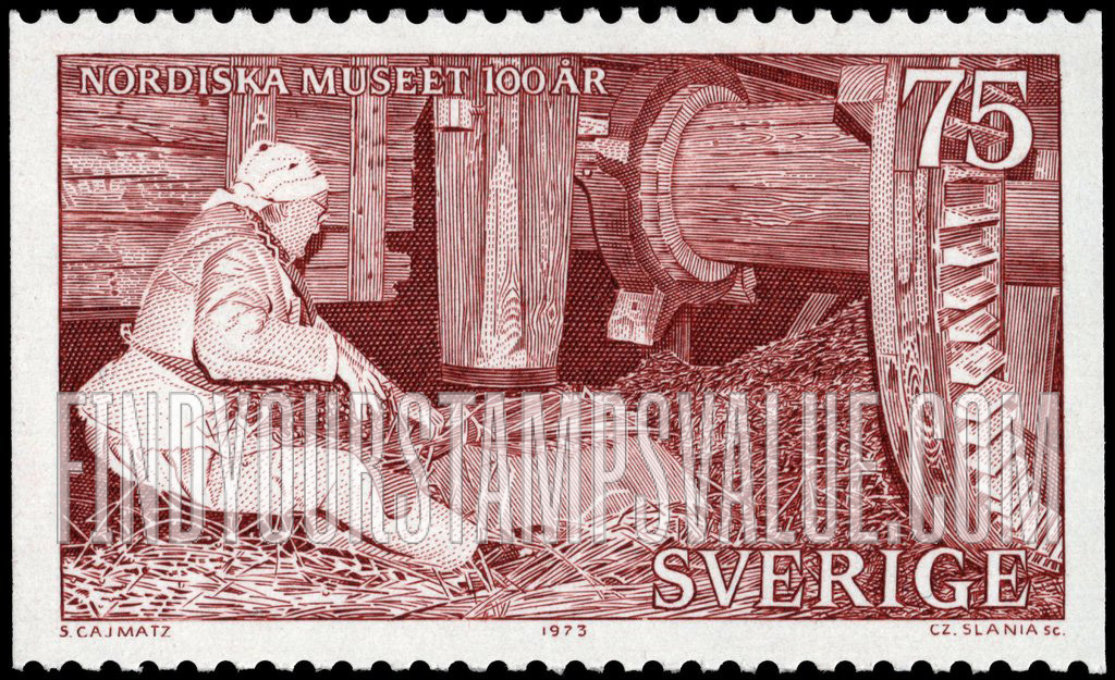 FindYourStampsValue: Woman working flax brake