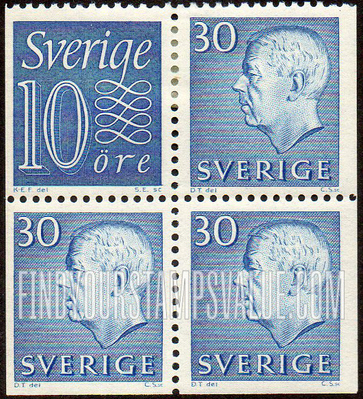 FindYourStampsValue: Numeral (Letters in white), Gustaf VI Adolf (Letters in color)