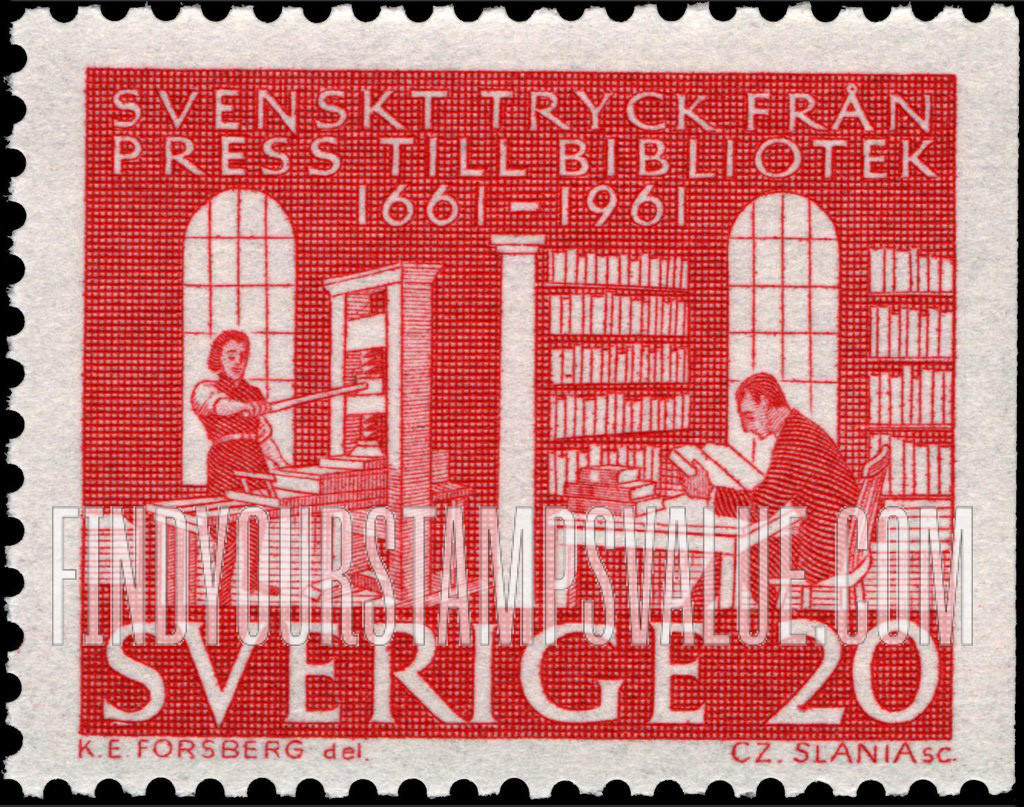 FindYourStampsValue: 17th Century Printer and Student in Library