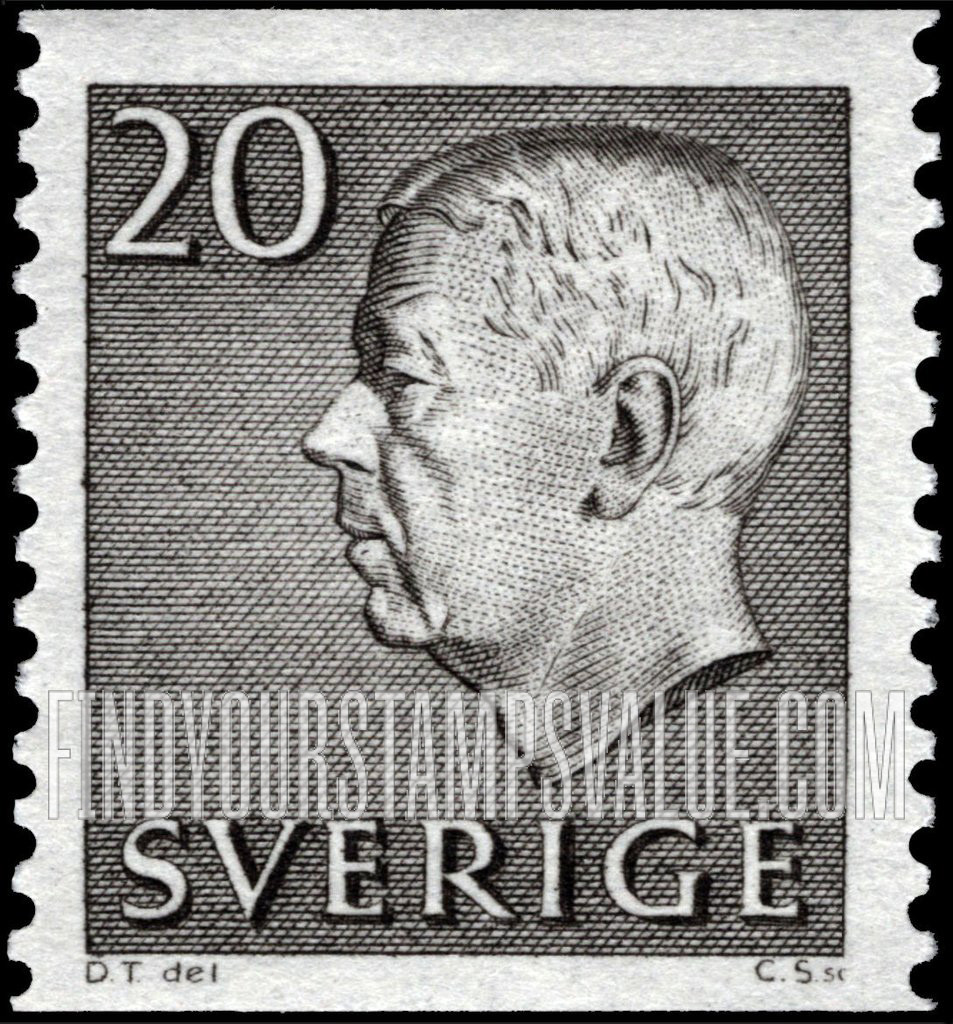 FindYourStampsValue: Gustaf VI Adolf (Letters, numerals in white)