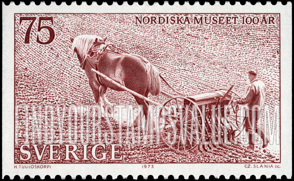 FindYourStampsValue: Man with horse-drawn sower