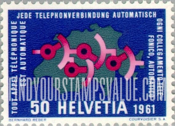 FindYourStampsValue: Federal Administration: Wiring diagram on map of Switzerland
