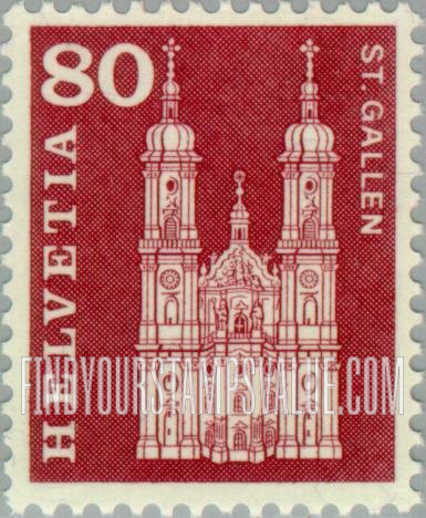 FindYourStampsValue: Federal Administration: Cathedral, St. Gallen