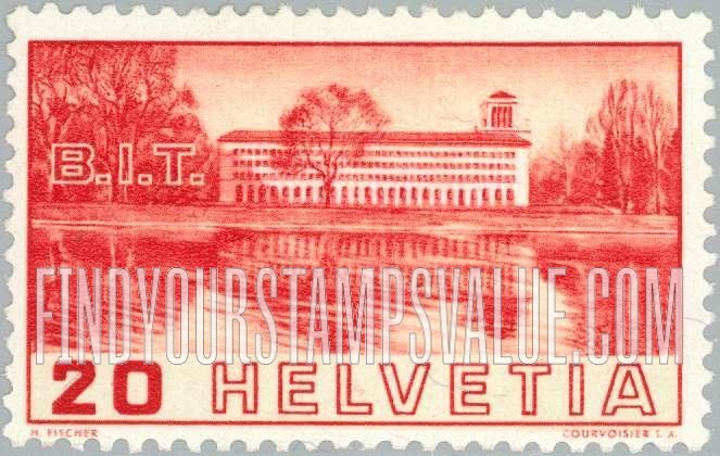 FindYourStampsValue: Federal Administration: View of Labor Building from Lake Geneva