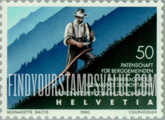 FindYourStampsValue: Federal Administration, Assistance for Mountain Communities, 50th Anniversary: Mountain farmer