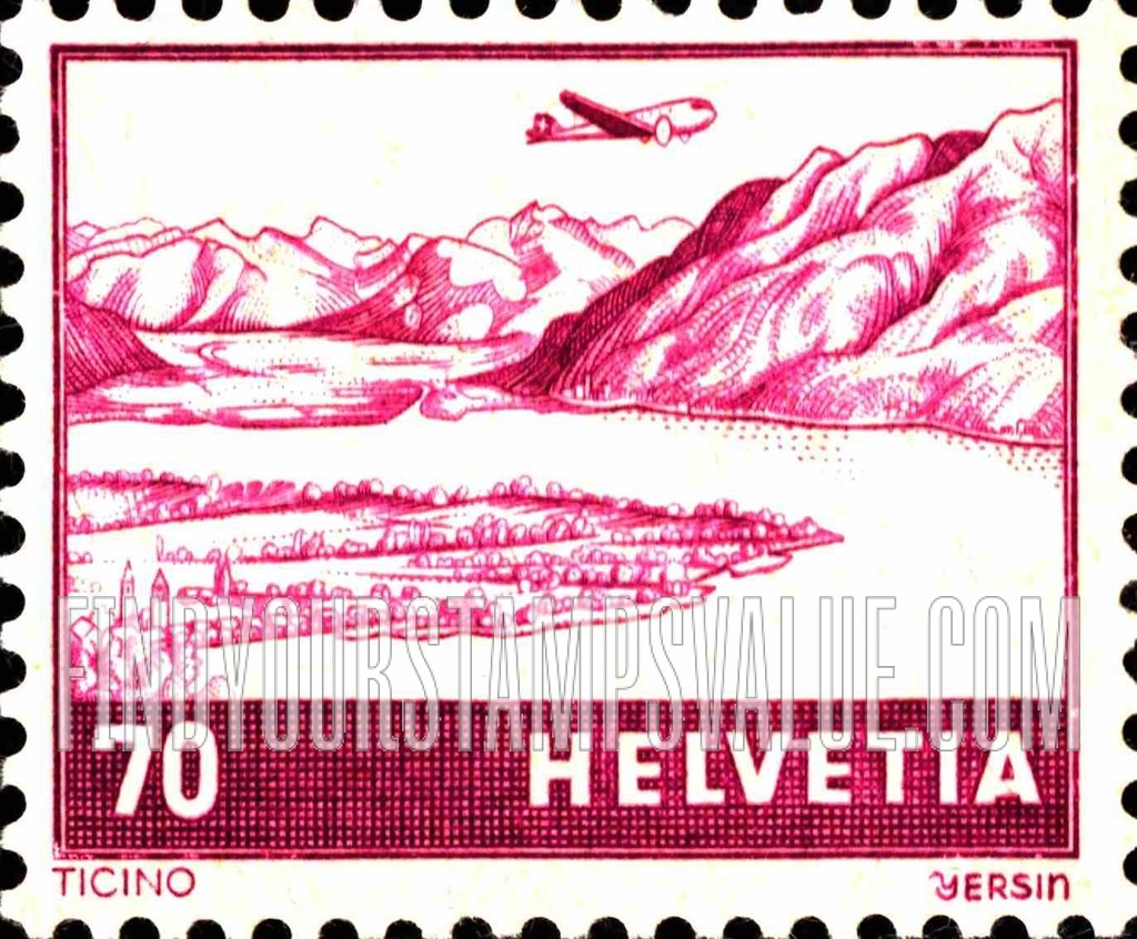 FindYourStampsValue: Air Post: View of Ticino