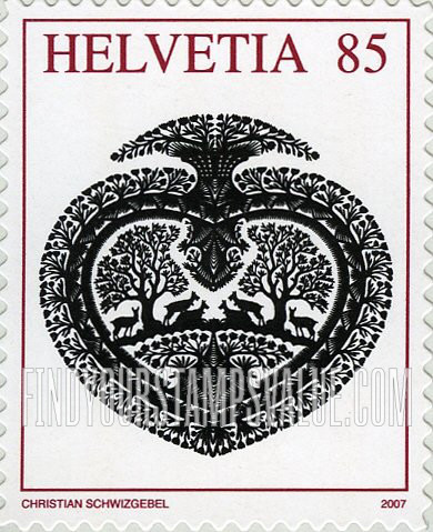 FindYourStampsValue: Federal Administration, Paper Cuttings: Heart, by Christian Schwizgebel