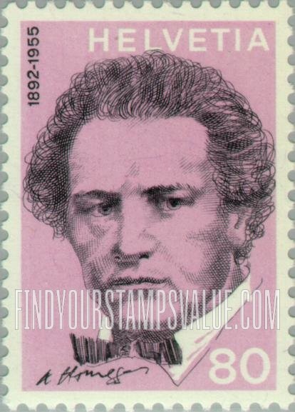 FindYourStampsValue: Federal Administration, Portraits and Signatures: Arthur Honegger (1892-1955), composer