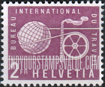 FindYourStampsValue: For The International Labor Bureau: Globe, Chimney and Wheel