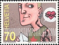 FindYourStampsValue: Federal Administration, Comic Strip Art: Envelope and Man, heart