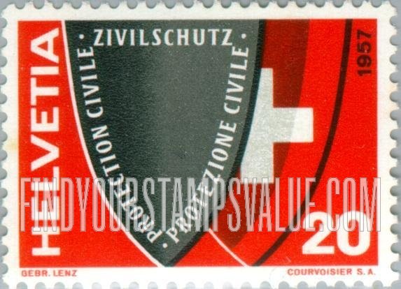FindYourStampsValue: Federal Administration: Shield of civil defense and coat of arms