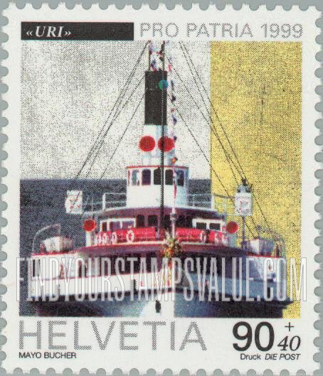 FindYourStampsValue: Semi-Postal, Pro Patria, Heritage and landscapes: Lake Lucerne steamship