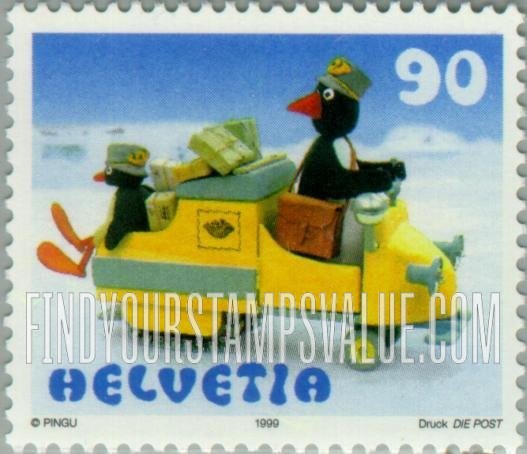FindYourStampsValue: Federal Administration, Pingu the Penguin as Postman: In delivery cart