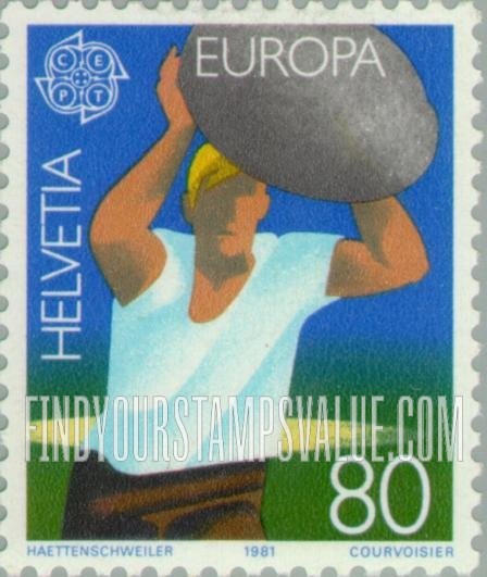 FindYourStampsValue: Federal Administration, Europa, 1981: Stone putting