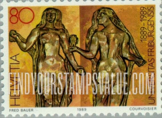 FindYourStampsValue: Federal Administration, Fribourg University, Centenary: “Wisdom” and “Science”
