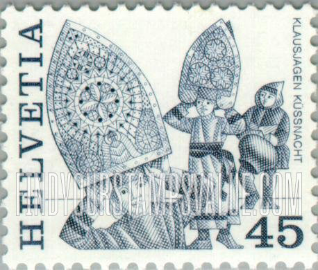 FindYourStampsValue: Federal Administration, Folk Customs: Klausjagen, Kussnacht