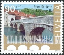 FindYourStampsValue: Semi-Postal, Bridges: Pont St. Jean, Saint Ursanne, 15th centenary