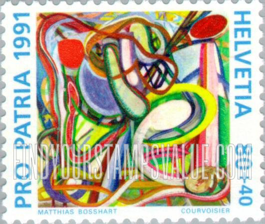 FindYourStampsValue: Semi-Postal, 700 Years of Art and Culture, Contemporary paintings by Matthias Bosshart